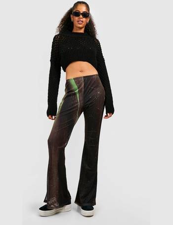 Buy Boohoo Recycled Slinky Flared Trousers In Black