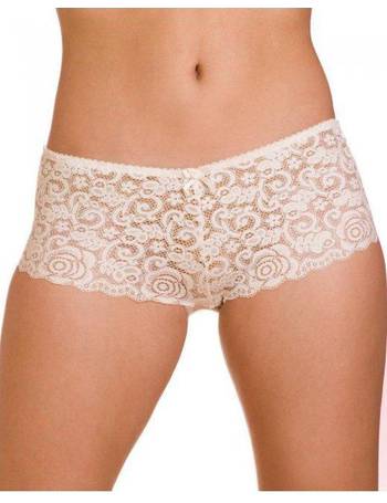 Womens Three Pack White Floral Lace Midi Briefs