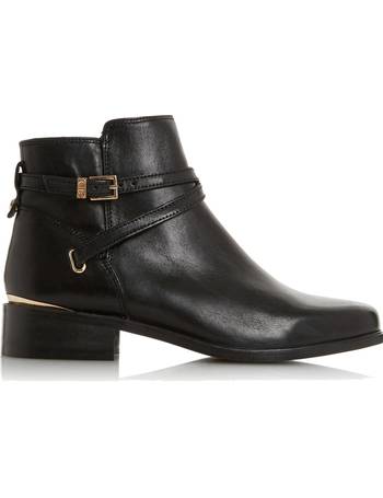 black ankle boots with gold trim