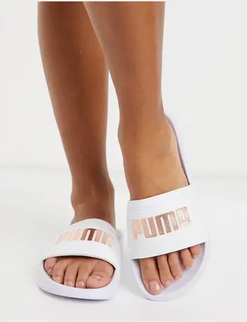 womens white puma sliders