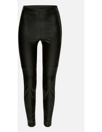 Tall Black LeatherLook Tapered Trousers  New Look