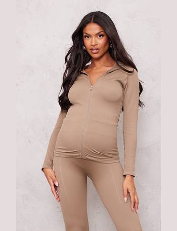 Maternity Stone Contour Rib Hooded Sport Jacket