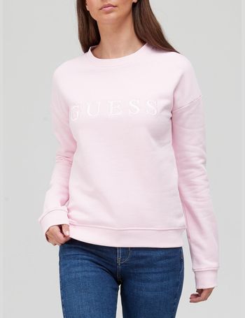 guess satin logo crew sweatshirt