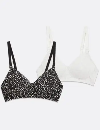Maternity 2 Pack Black and White Lace Trim Sleep Bras