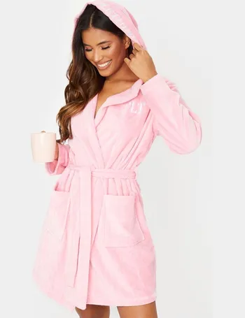 PRETTYLITTLETHING Plus Pink Fluffy Bath Robe