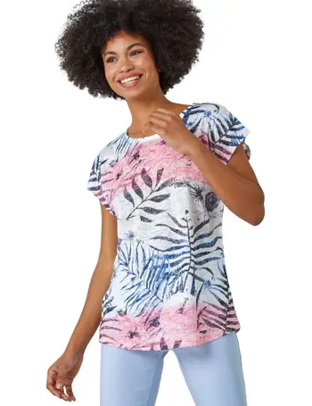 Sparkle Palm Print Burnout T-Shirt