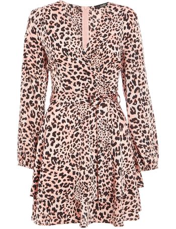 quiz curve chain print wrap dress