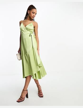 Style Cheat cold shoulder satin maxi dress in vibrant green