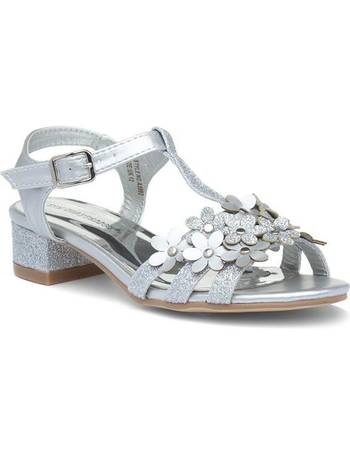 Chatterbox Girls Glitter Sandals with Touch Fastening Silver