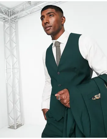 ...Ref Details about   Harry Brown Skinny Fit Stretch Plain Green Waistcoat 42R 7544 