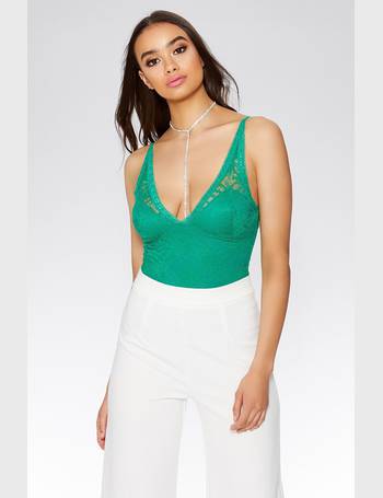 quiz green lace bodysuit