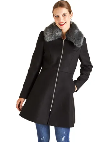 yumi faux fur collar coat