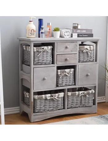 Shabby cupboard with 4 drawers with hearts and 4 baskets - Mobili Rebecca