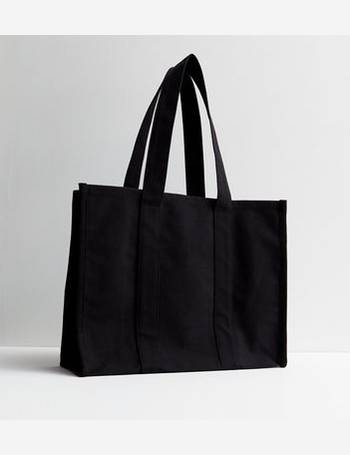 Black Suedette Panel Zip Tote Bag