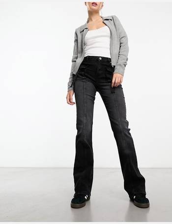 Bershka high waisted flared jeans in black