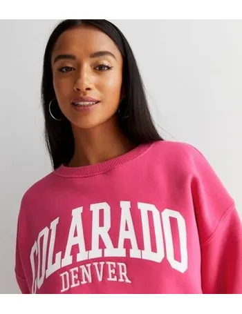 Petite Deep Pink Malibu Crew Neck Logo Sweatshirt