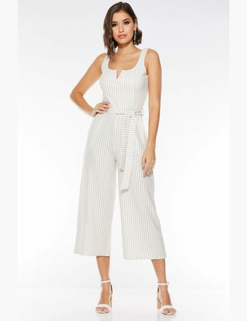 quiz white and navy stripe culotte jumpsuit