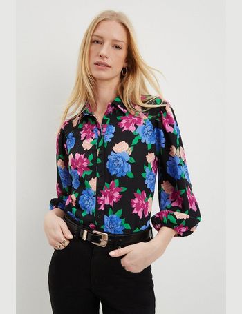 navy blue floral shirt women's