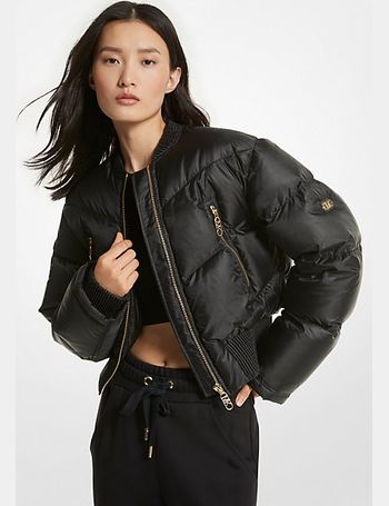 Michael kors leather bomber hotsell jacket womens