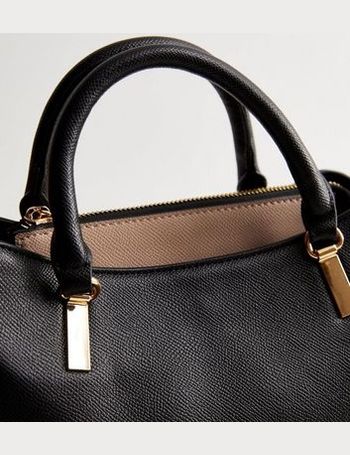 Black Leather-Look Scoop Shoulder Bag