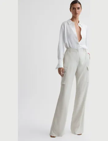 Reiss Whitley Contrast Waistband Wide Leg Suit Trousers