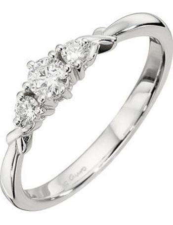 9ct white gold quarter carat diamond trilogy ring