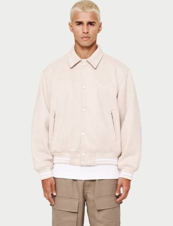 Off-White Beige Logo Patch Varsity Jacket - Men from Brother2Brother UK