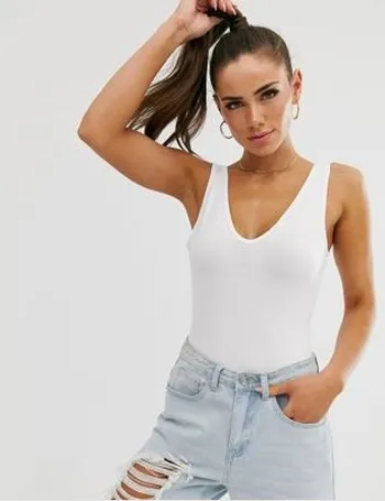 ASOS DESIGN clean V neck bodysuit in white