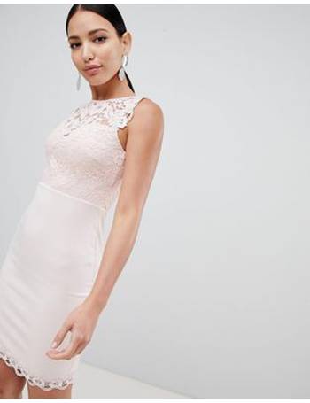 Lipsy lace midi dress with pephem in white