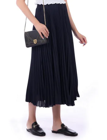 Jolie moi pleated clearance crepe maxi skirt navy