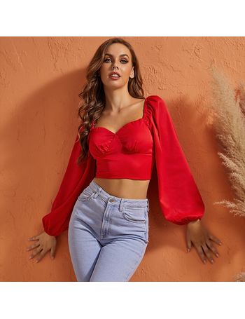 shein red blouse