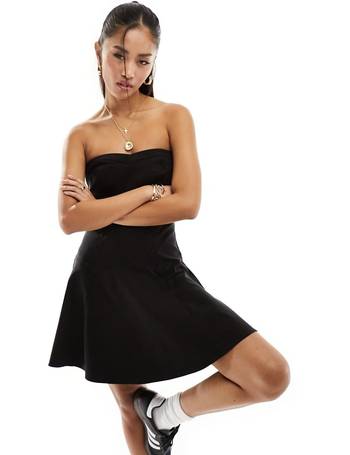 Kaiia tailored bandeau mini dress in black