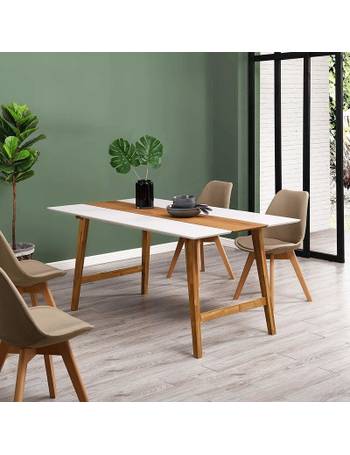 CTF Oak & White Colour Folding Expandable 2-4 Seater Dining Table with Gateleg