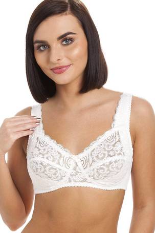 Camille Womens White Classic Non Wired Floral Lace Long Line Bra