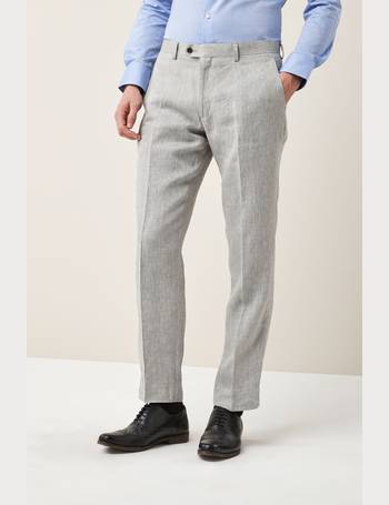 Next Grey Signature Checked Nova Fides Linen Tailored Slim Fit Trouser   Reliked