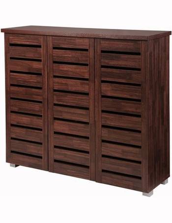 4 Tier Shoe Storage Cabinet 3 Door Cupboard Stand Rack Unit Sonoma Oak