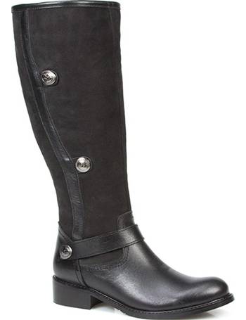 pavers black leather knee high boots