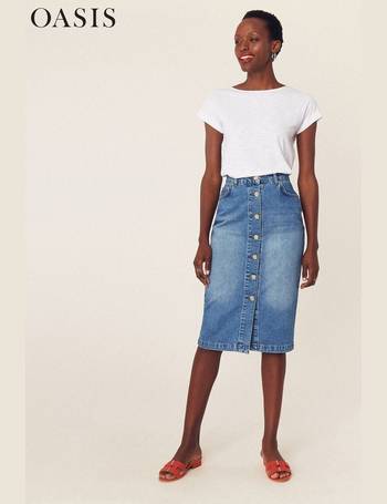 chambray button skirt oasis