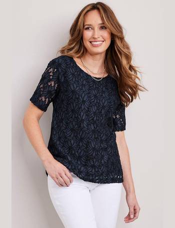 Lace Short Sleeve Top at Cotton Traders