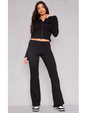 Black Slinky Rosette Trim Low Rise Skinny Pants