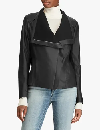 ralph lauren women's black leather jacket