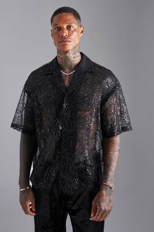 Short Sleeve Boxy Fit Spliced Floral Shirt