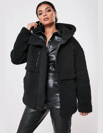 Missguided black teddy clearance coat