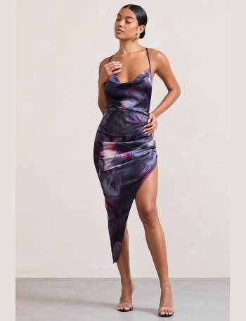 Sammi Black Cami Plunge Wrap Maxi Dress – Club L London - UK