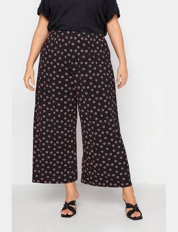 Pockets For Women - Yours Curve Black Floral Daisy Print Wide Leg Trousers,  Women's Curve & Plus Size, Yours