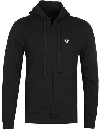 True Religion Men's Textured Full Zip Hoodie - Black - Hoodies