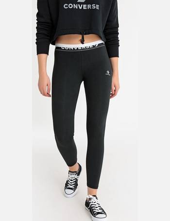 Wordmark cotton mix leggings with high waist, black, Converse