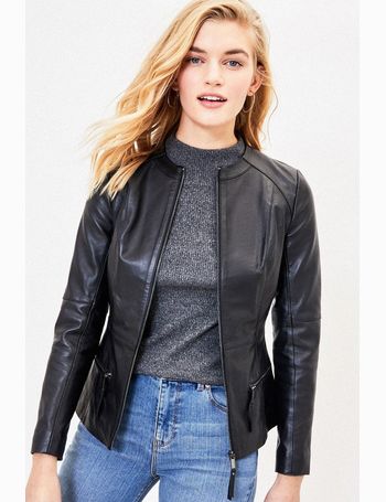 Oasis collarless leather clearance jacket