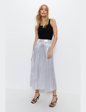 Warehouse metallic pleated shop skirt house of fraser