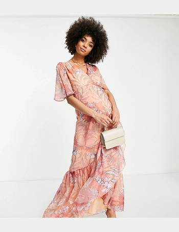 Hope & Ivy wrap maxi tea dress in buttercup floral